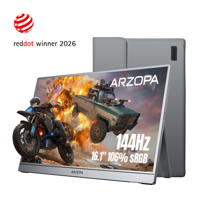 Arzopa Z1FC Gray 16.1" 144Hz Portable Monitor with Sleeve Bag
