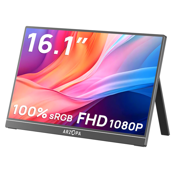 Monitor portátil Arzopa Z1C | Tela FHD 1080P de 16,1" com 100% sRGB